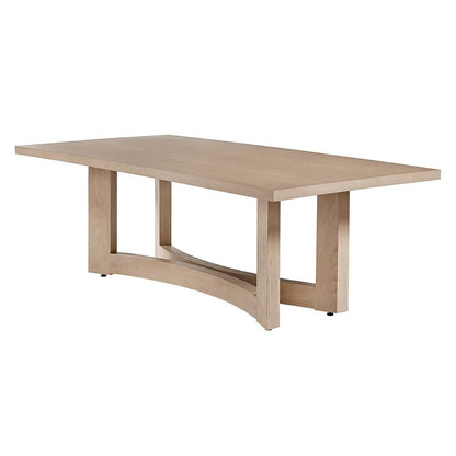 Scandinavian Style Rectangle Dining Table with Curved Base Solid Oak Light Wash 90 inch