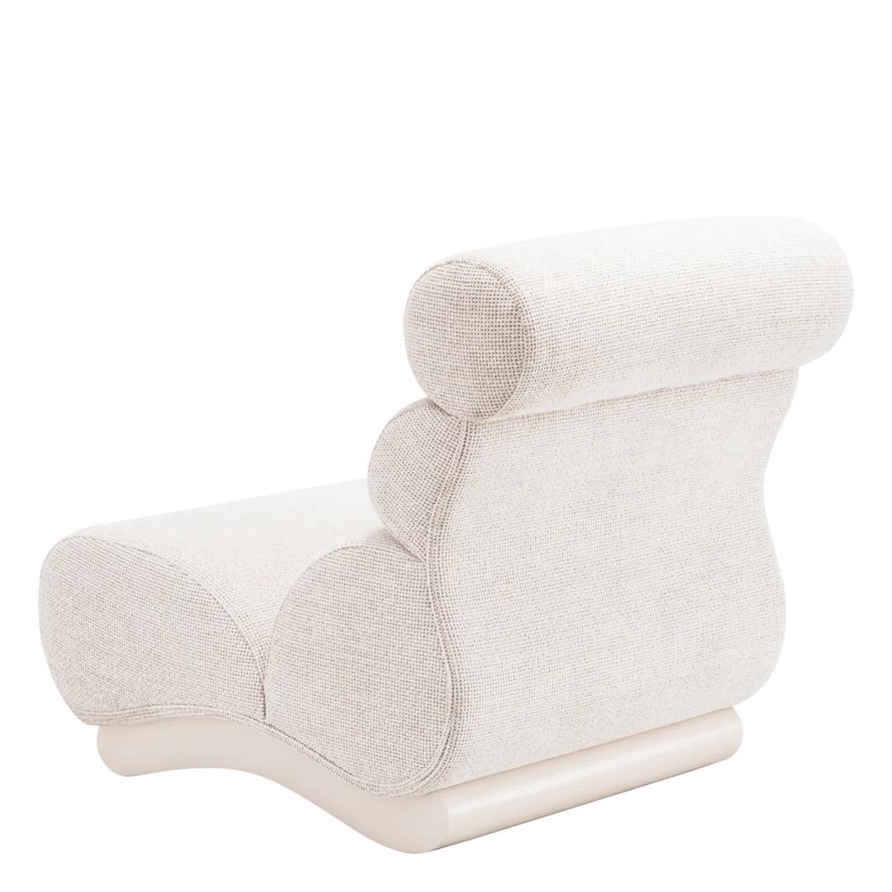 Sculptural Armless Off White Bolster Back Lounge Chair