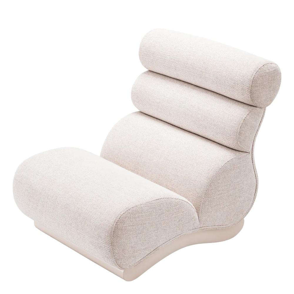 Sculptural Armless Off White Bolster Back Lounge Chair