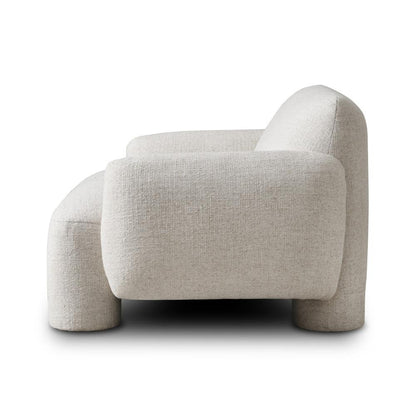 Sculptural Cream Fabric Slipper Lounge Chair Fully Upholstered Armchair