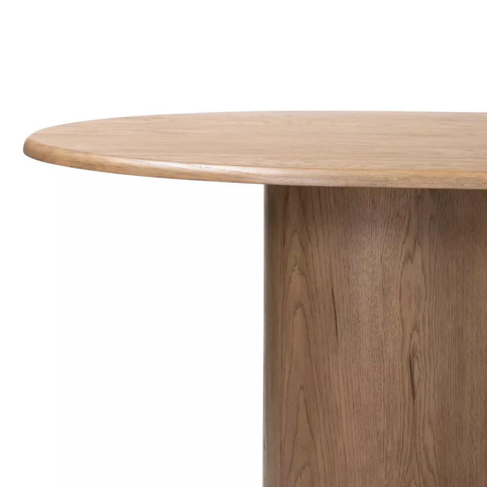 Sculptural Curved Base Oval Dining Table Rubbed Light Oak Veneer 98 inch