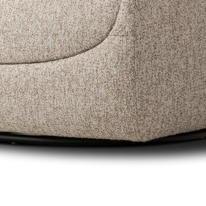 Sculptural Neutral Heathered Fabric Swivel Lounge Chair