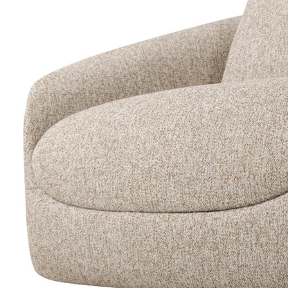 Sculptural Neutral Heathered Fabric Swivel Lounge Chair