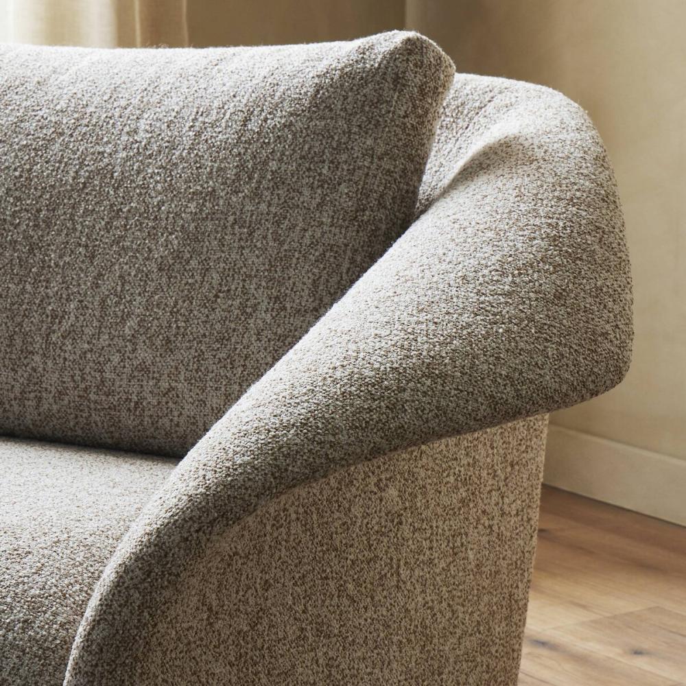 Sculptural Neutral Heathered Fabric Swivel Lounge Chair