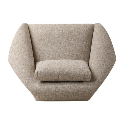 Sculptural Neutral Heathered Fabric Swivel Lounge Chair