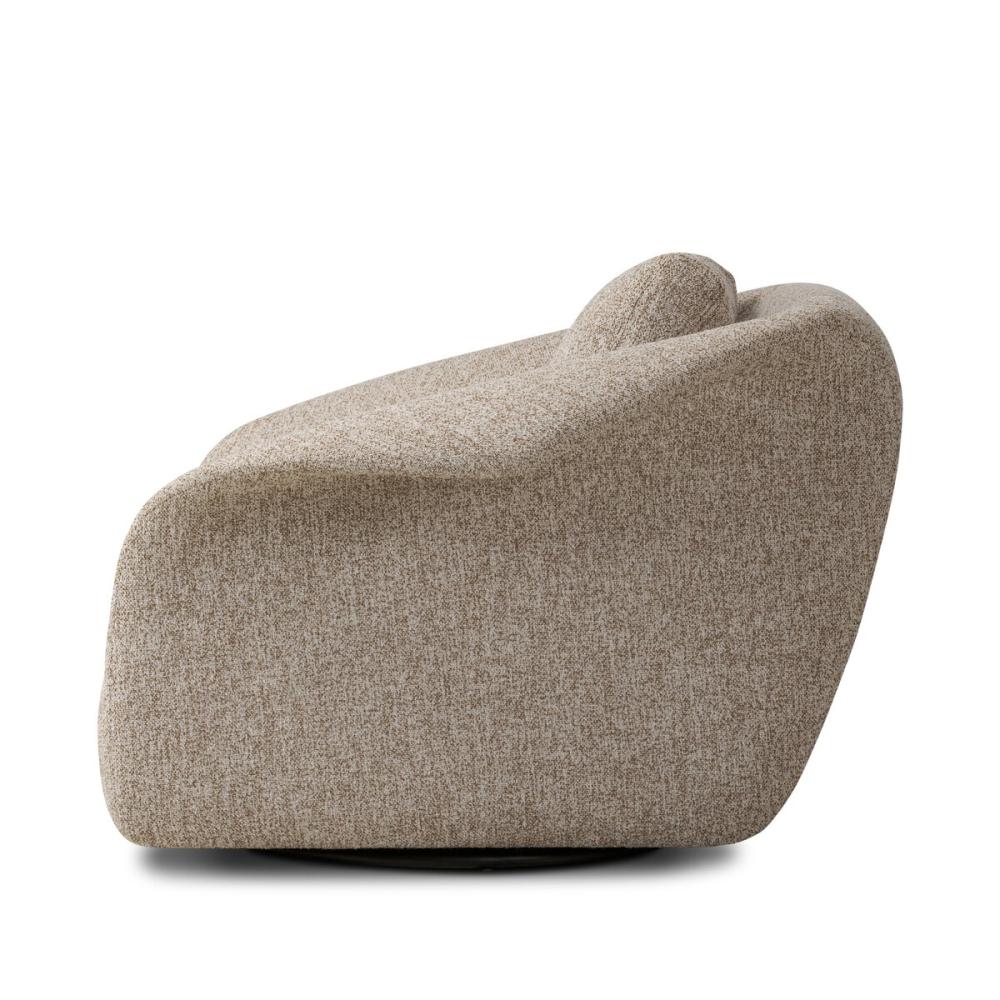 Sculptural Neutral Heathered Fabric Swivel Lounge Chair