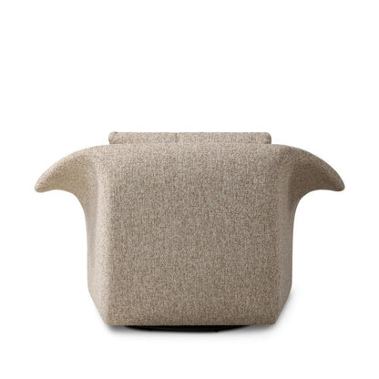 Sculptural Neutral Heathered Fabric Swivel Lounge Chair