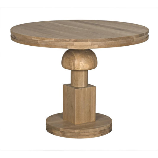 Sculptural Pedestal Round Dining Table White Oak 40 inch