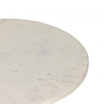 Sculptural Polished White Solid Marble Round Accent End Table 18 inch