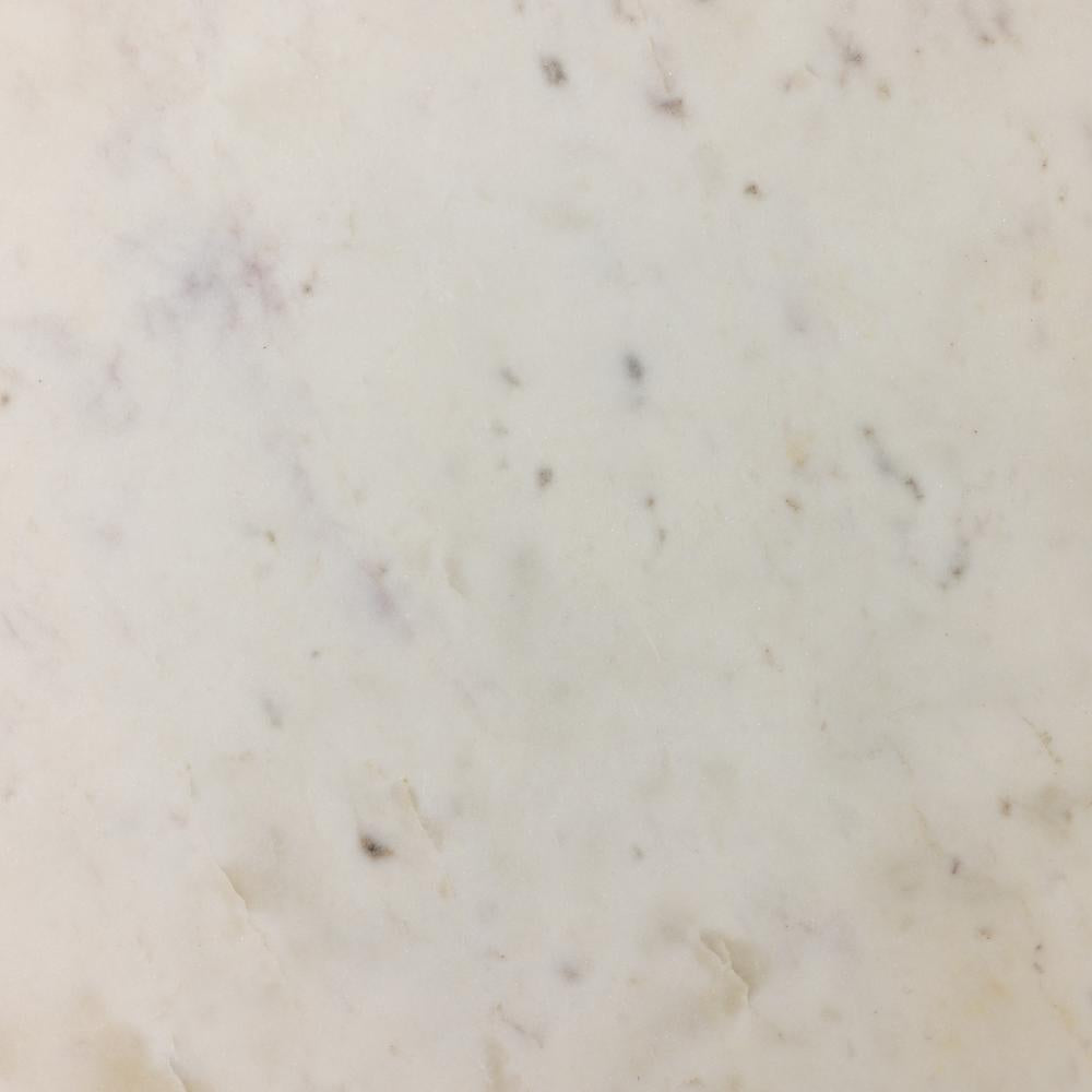 Sculptural Polished White Solid Marble Round Accent End Table 18 inch