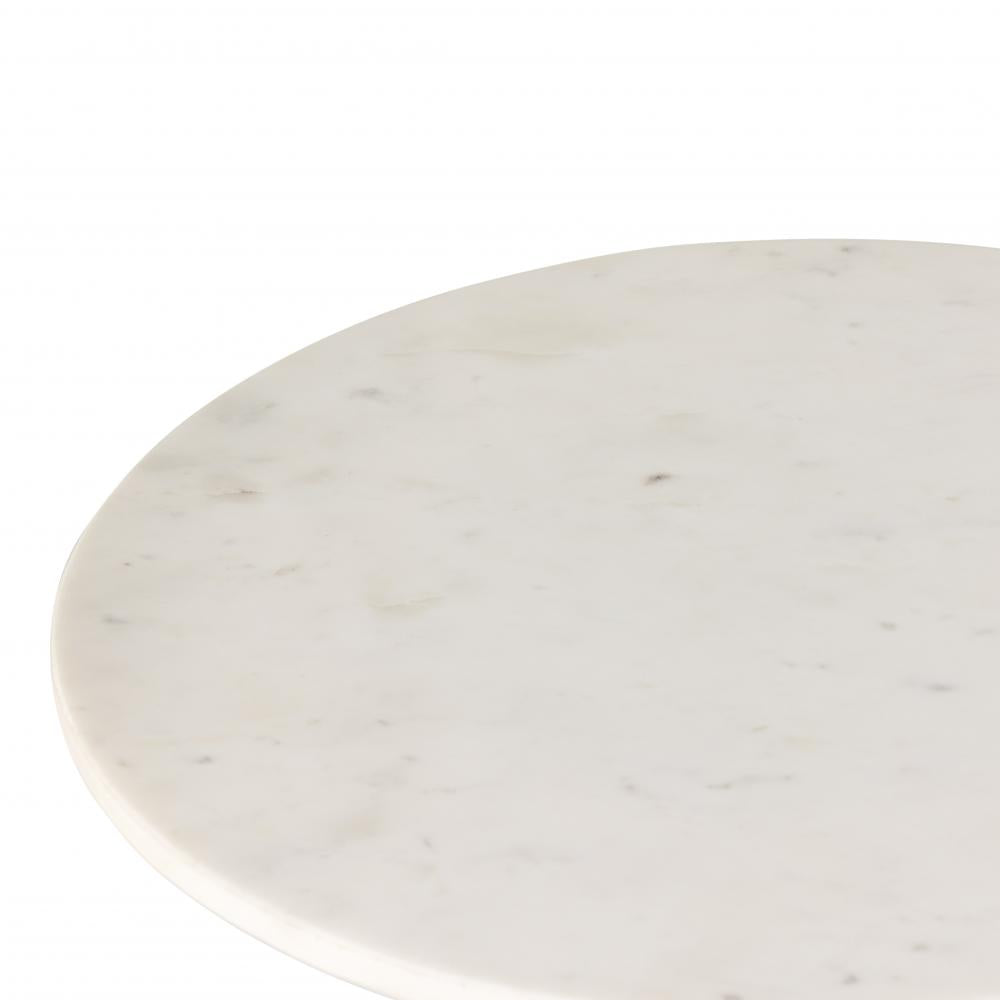 Sculptural Polished White Solid Marble Round Accent End Table 18 inch