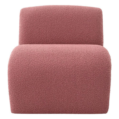 Sculptural Rose Bouclé Fabric Fully Upholstered Armless Accent Chair