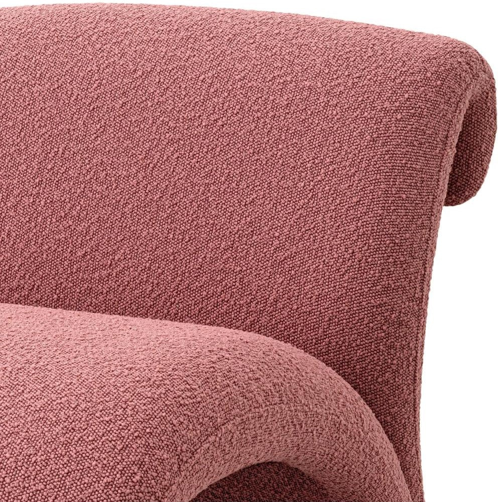 Sculptural Rose Bouclé Fabric Fully Upholstered Armless Accent Chair