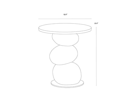 Sculptural Stacked Pebbles Black Mango Wood Round Accent Side Table 19 inch