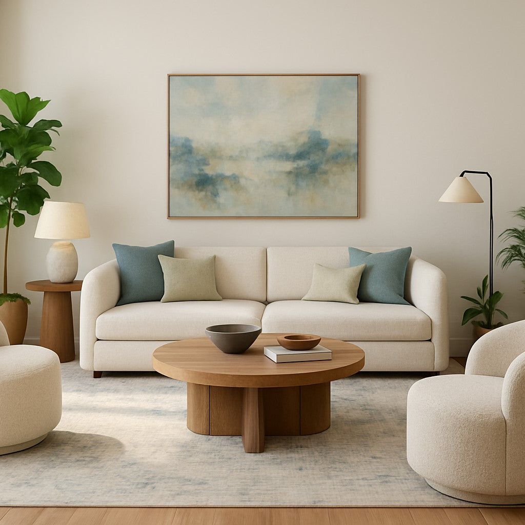 Serene Contemporary Living Room Rendering
