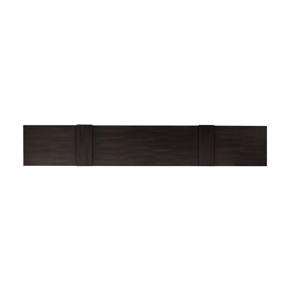 Smoked Black Oak Wood Low Media Console Storage Cabinet 94 inch