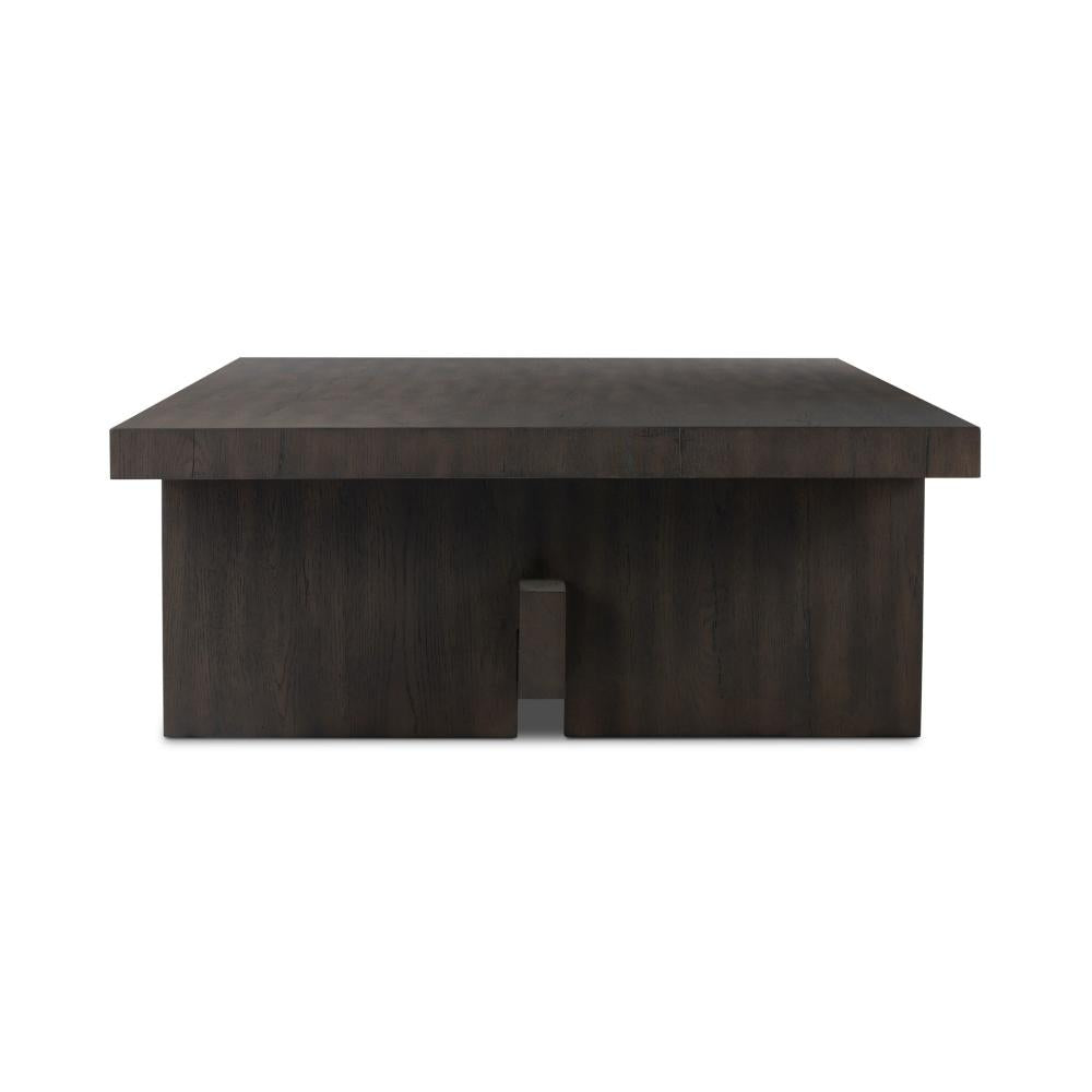 Smoked Black Oak Wood Low Rectangle Coffee Table 65 inch