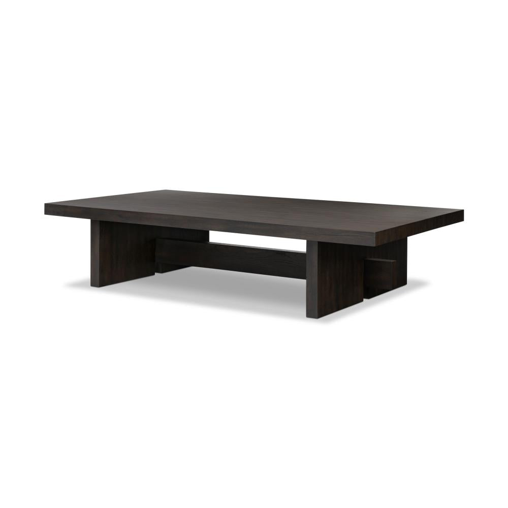 Smoked Black Oak Wood Low Rectangle Coffee Table 65 inch – SLATE CUSTOM