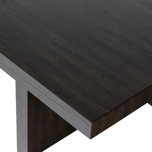 Smoked Black Oak Wood Low Rectangle Coffee Table 65 inch