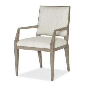 Smoked Gray & Neutral Upholstered Armchair Dining Chair