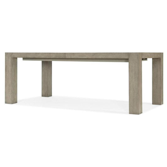 Smoked Gray Rectangle Extension Dining Table with One Leaf 82 to 106 inch