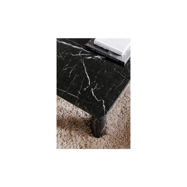 Solid Black Marine Marble Low Profile Square Coffee Table 35 inch