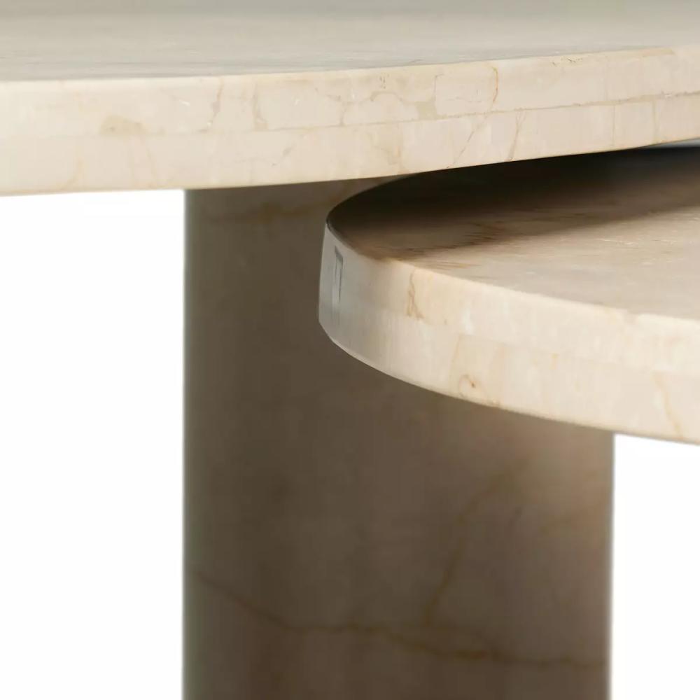 Solid Cream Marble Freeform Low Profile Nesting Coffee Table (Set of 2)