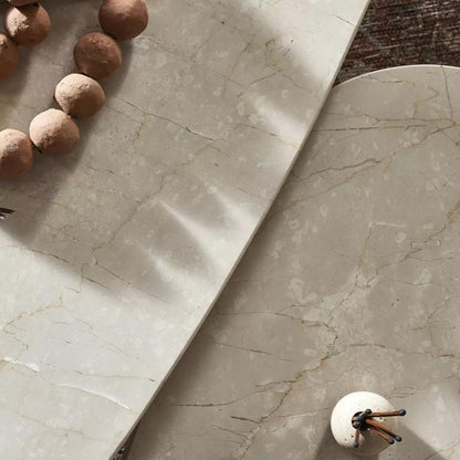 Solid Cream Marble Freeform Low Profile Nesting Coffee Table (Set of 2)