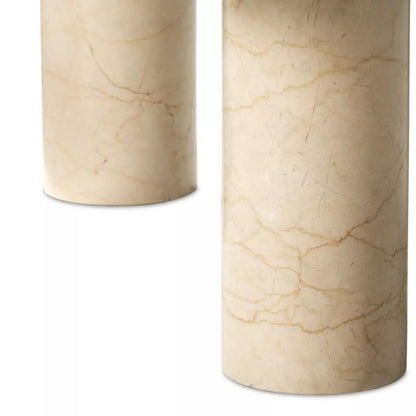 Solid Cream Marble Freeform Pillar Leg Low Profile Coffee Table 36 inch