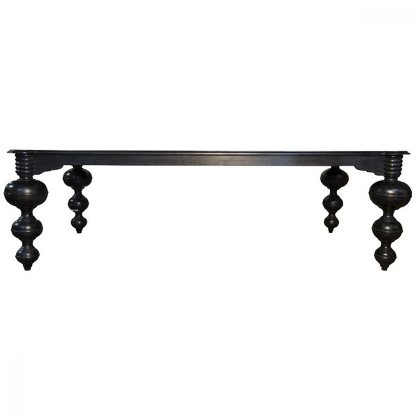 Solid Mahogany Wood Black Turned Leg Rectangle Dining Table 99 inch