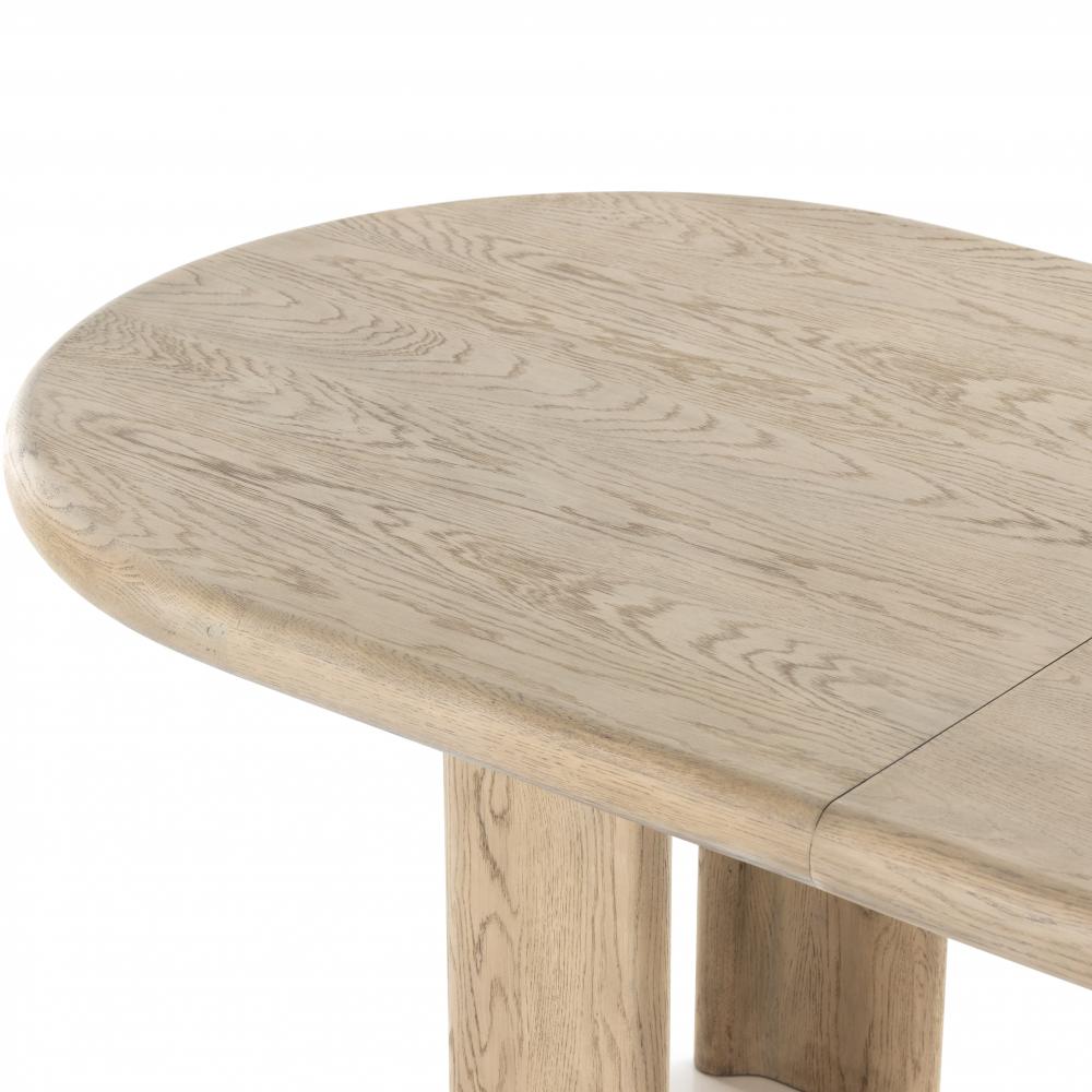 Solid Oak Oval Extension Dining Table Light Natural Finish 87 inch