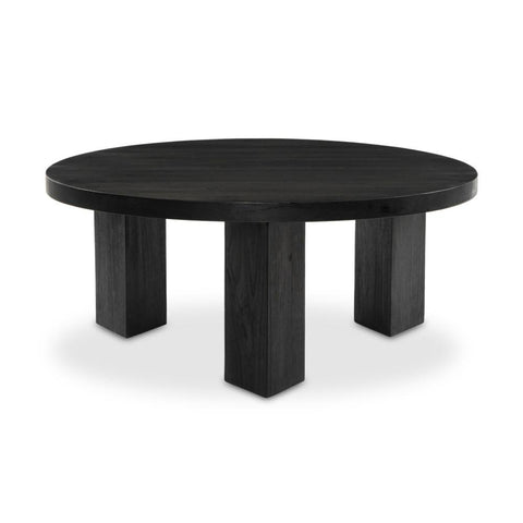 Solid Parawood Round Coffee Table Ebony Finish 38 inch