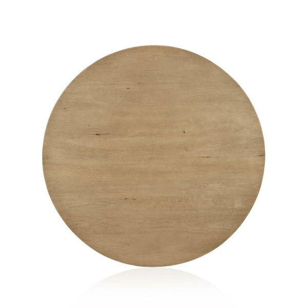 Solid Parawood Round Coffee Table Light Natural Finish 48 inch