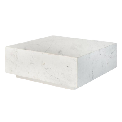 Solid Polar White Marble Square Block Coffee Table 40 inch