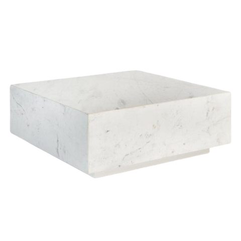 Solid Polar White Marble Square Block Coffee Table 40 inch