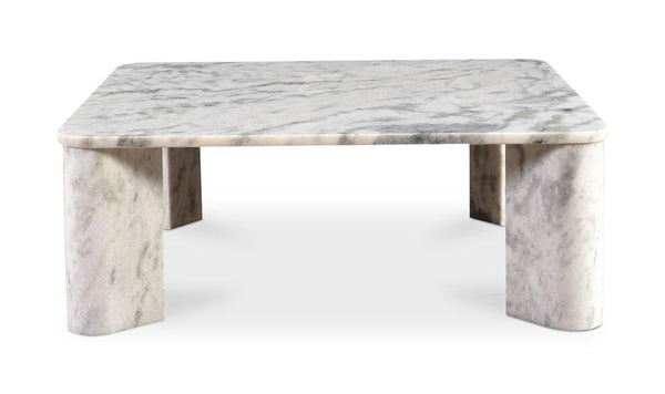 Solid Raj Ashen Grey Marble Low Profile Square Coffee Table 35 inch