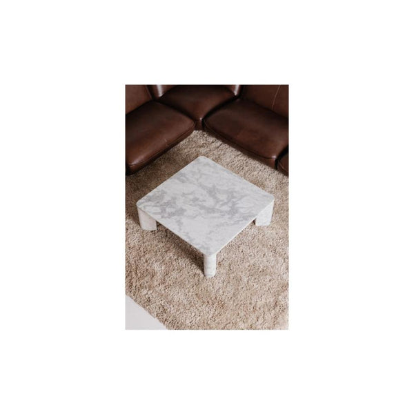 Solid Raj Ashen Grey Marble Low Profile Square Coffee Table 35 inch