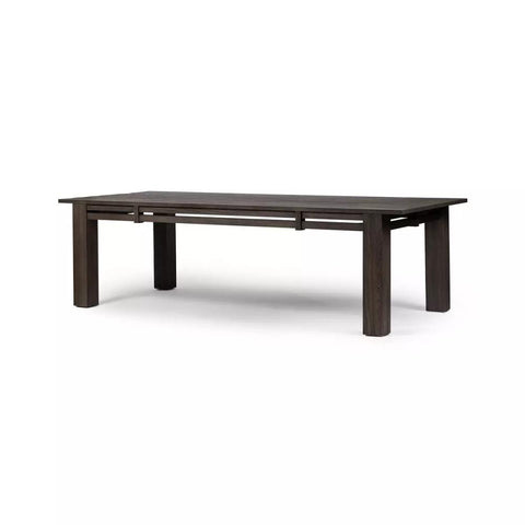 Solid Reclaimed Elm Wood Rectangle Dining Table Weather Finish 106 inch