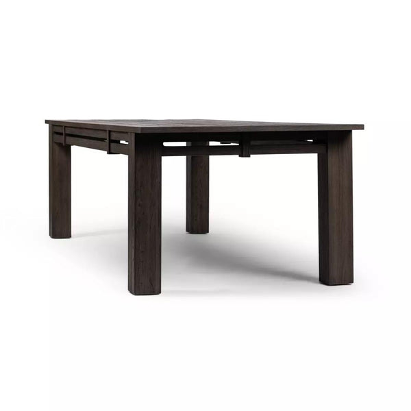 Solid Reclaimed Elm Wood Rectangle Dining Table Weather Finish 106 inch
