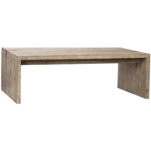 Solid Wood Waterfall Rectangle Coffee Table Reclaimed Pine Wood Light Wash 54 inch