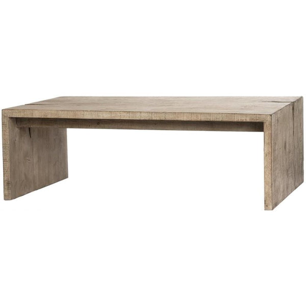 Solid Wood Waterfall Rectangle Coffee Table Reclaimed Pine Wood Light Wash 54 inch