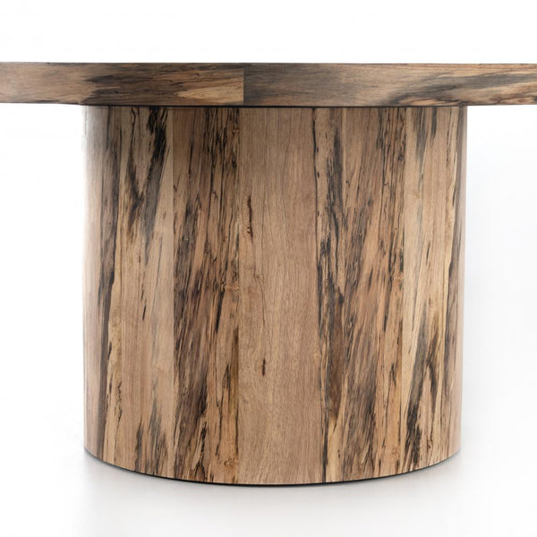 Spalted Primavera Wood Round Pedestal Dining Table 60 inch