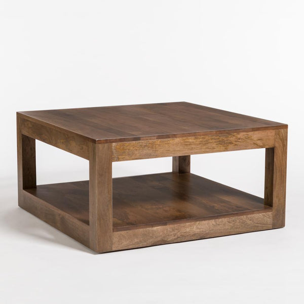 Square Mango Wood Coffee Table in Brindled Ash 36 inch