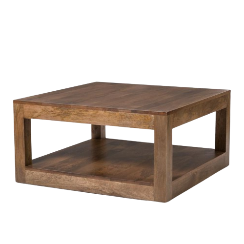 Square Mango Wood Coffee Table in Brindled Ash 36 inch