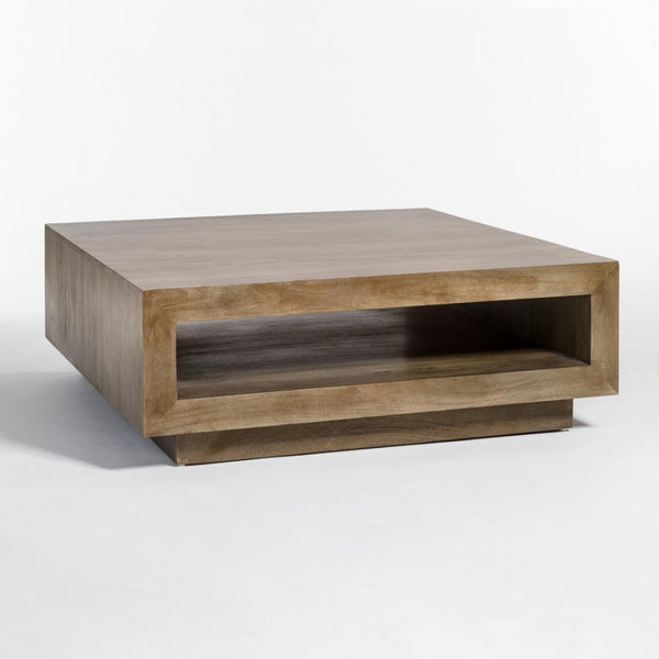 Square Mango Wood Coffee Table in Light Ash 45 inch