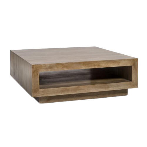 Square Mango Wood Coffee Table in Light Ash 45 inch