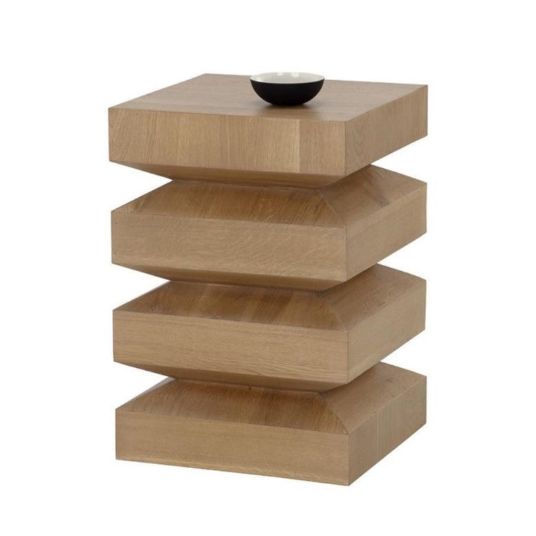 Stacked Solid Oak Wood Square End Table 16 inch – SLATE CUSTOM