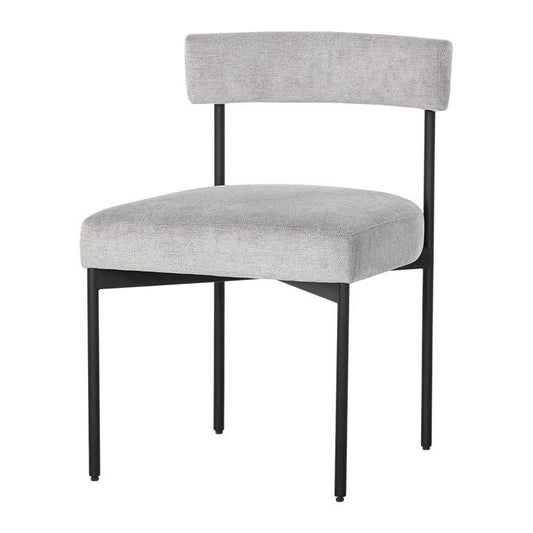 Stone Gray Curved Open Back Armless Dining Chair Black Metal Frame (Set of 2)