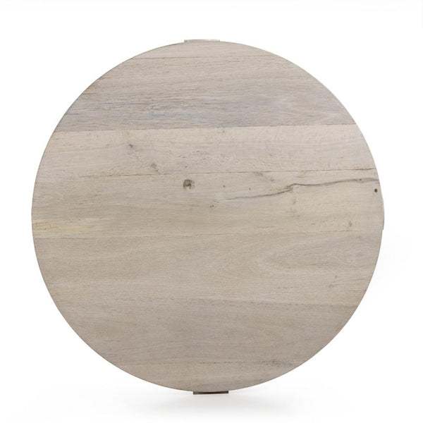 Sun Bleached Oak Wood Round Coffee Table 40 inch