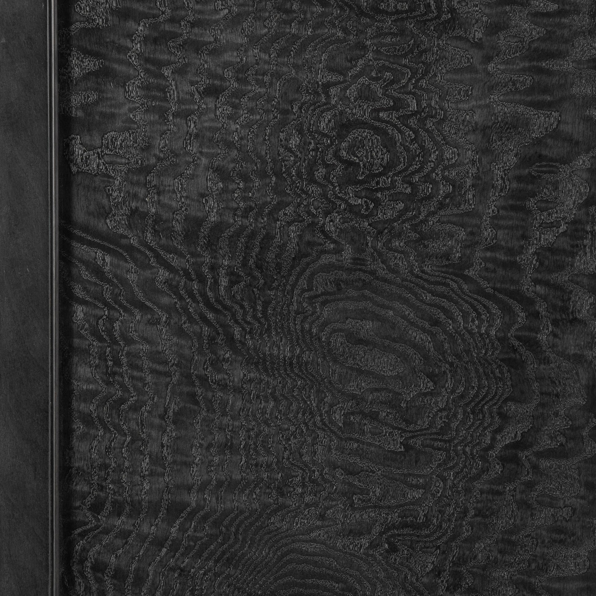 Tamo Ash Burl Veneer Double Pedestal Rectangle Extension Dining Table Black Finish 92 to 128 inch